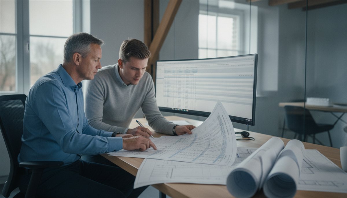Twee collega's lopen samen een begroting na