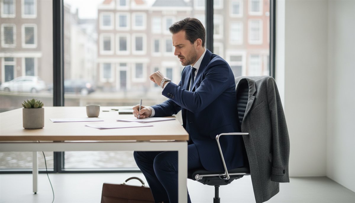 Ondernemer tekent haastig een contract