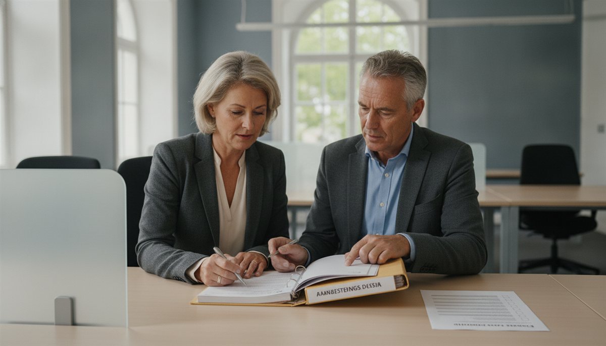 Twee ambtenaren nemen het inkoopdossier door