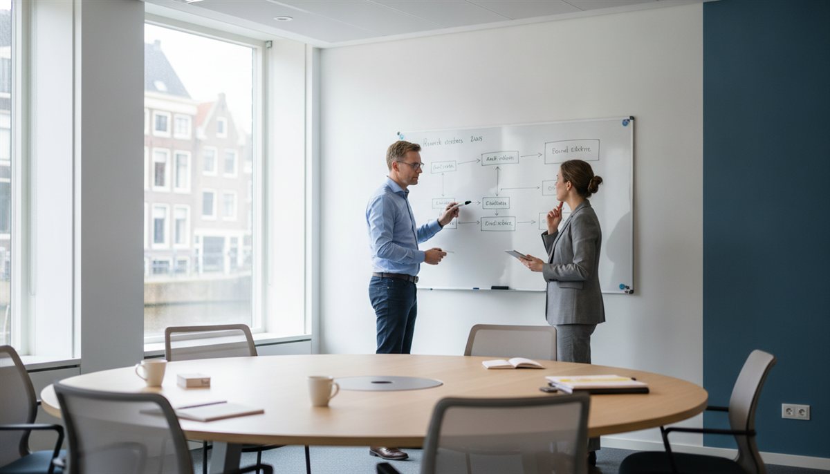 Aanbesteder werkt gunningscriteria uit op een whiteboard