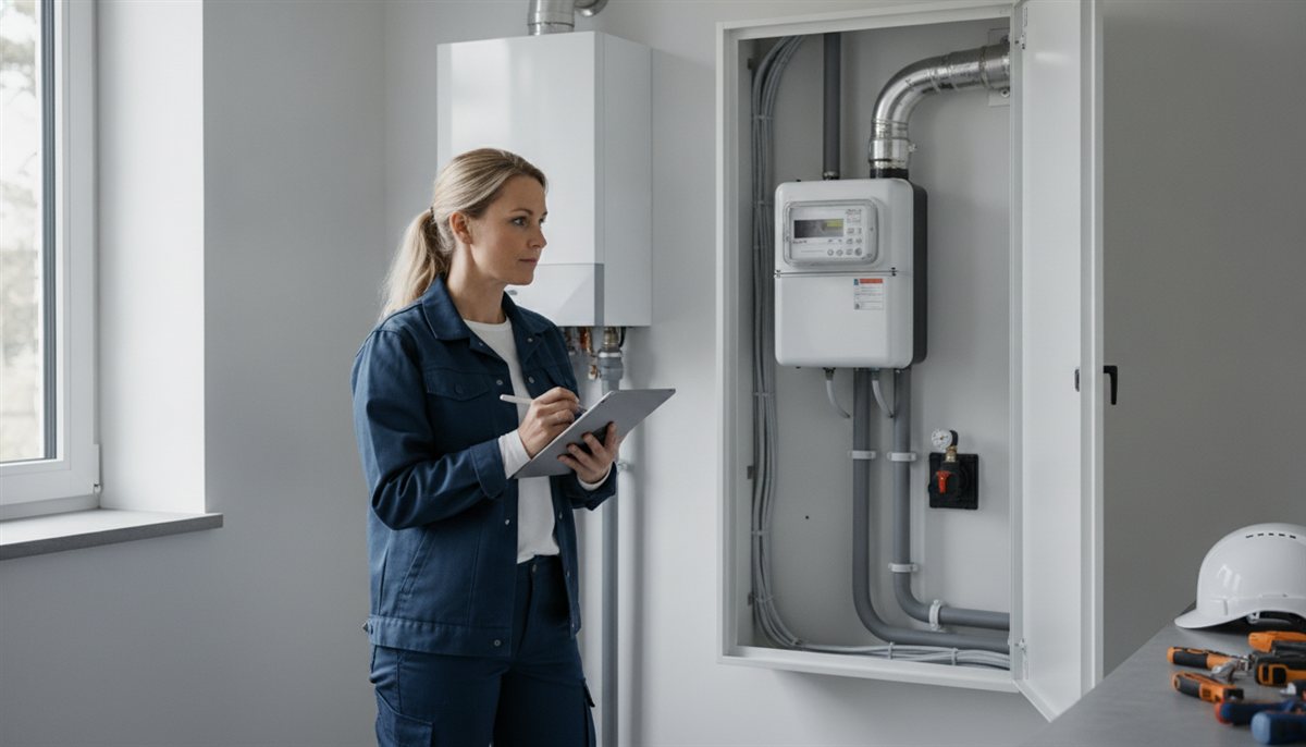 Installateur stelt een offerte op na een opname ter plaatse