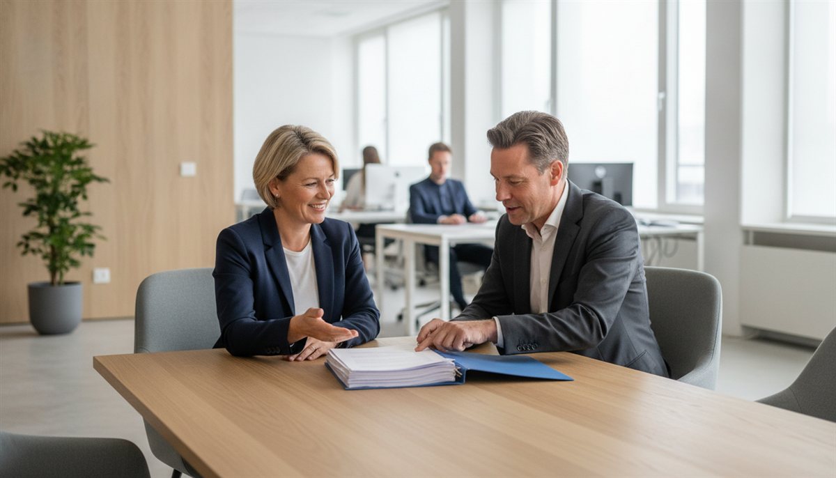 Inkoper en leverancier onderhandelen aan een vergadertafel