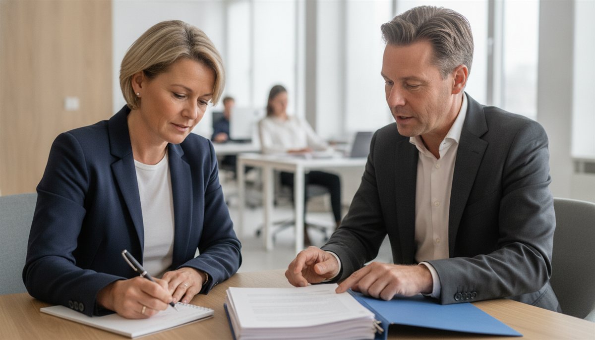 Inkoper noteert onderhandelpunten op een notitieblok
