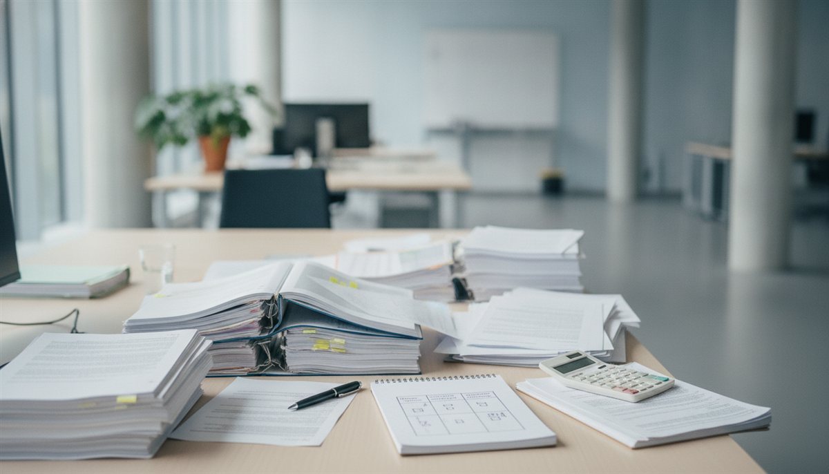 Contractstukken van een raamovereenkomst op een bureau