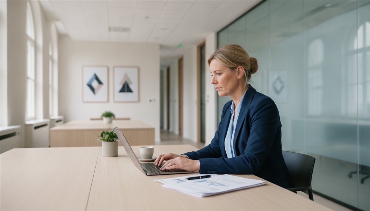 Inkoper stelt een offerteaanvraag op achter een laptop